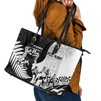 New Zealand And Fiji Tapa Rugby Leather Tote Bag Haka Dance Mix Cibi Dance Together LT14 - Polynesian Pride