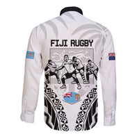 New Zealand And Fiji Tapa Rugby Long Sleeve Button Shirt Haka Dance Mix Cibi Dance Together LT14 - Polynesian Pride