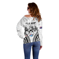 New Zealand And Fiji Tapa Rugby Off Shoulder Sweater Haka Dance Mix Cibi Dance Together LT14 - Polynesian Pride