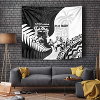 New Zealand And Fiji Tapa Rugby Tapestry Haka Dance Mix Cibi Dance Together LT14 - Polynesian Pride