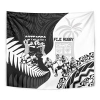 New Zealand And Fiji Tapa Rugby Tapestry Haka Dance Mix Cibi Dance Together LT14 - Polynesian Pride