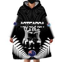 New Zealand And Fiji Tapa Rugby Wearable Blanket Hoodie Haka Dance Mix Cibi Dance Together LT14 - Polynesian Pride