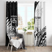 New Zealand And Fiji Tapa Rugby Window Curtain Haka Dance Mix Cibi Dance Together LT14 - Polynesian Pride