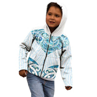 New Zealand Manta Ray Tattoo Kid Hoodie Aotearoa Maori Haehae Paua Shell LT14 - Polynesian Pride