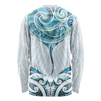 New Zealand Manta Ray Tattoo Long Sleeve Shirt Aotearoa Maori Haehae Paua Shell LT14 - Polynesian Pride