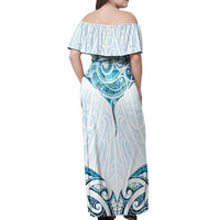 New Zealand Manta Ray Tattoo Off Shoulder Maxi Dress Aotearoa Maori Haehae Paua Shell LT14 - Polynesian Pride