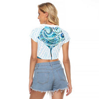 New Zealand Manta Ray Tattoo Raglan Cropped T Shirt Aotearoa Maori Haehae Paua Shell LT14 - Polynesian Pride