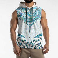 New Zealand Manta Ray Tattoo Sleeveless Hoodie Aotearoa Maori Haehae Paua Shell LT14 - Polynesian Pride