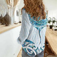 New Zealand Manta Ray Tattoo Women Casual Shirt Aotearoa Maori Haehae Paua Shell LT14 - Polynesian Pride