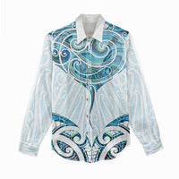 New Zealand Manta Ray Tattoo Women Casual Shirt Aotearoa Maori Haehae Paua Shell LT14 - Polynesian Pride