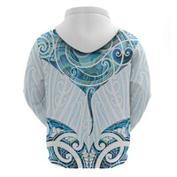 New Zealand Manta Ray Tattoo Zip Hoodie Aotearoa Maori Haehae Paua Shell LT14 - Polynesian Pride