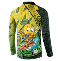 Hawaii Surfing Mango Button Sweatshirt Manako Polynesian Fish Hook LT14 - Polynesian Pride