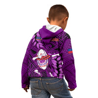 Samoa Rugby Kid Hoodie Manu Samoa Ula Fala Dabbing Ball Polynesian Purple Version LT14 - Polynesian Pride