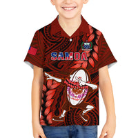Samoa Rugby Family Matching Tank Maxi Dress and Hawaiian Shirt Manu Samoa Ula Fala Dabbing Ball Polynesian Red Version LT14 - Polynesian Pride