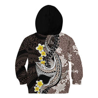 Brown and Black Hawaii Shark Tattoo Kid Hoodie Puakenikeni Lei Plumeria Polynesian Pattern LT14 - Polynesian Pride