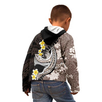 Brown and Black Hawaii Shark Tattoo Kid Hoodie Puakenikeni Lei Plumeria Polynesian Pattern LT14 - Polynesian Pride