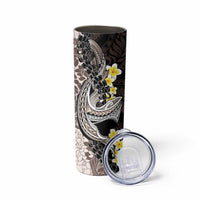 Brown and Black Hawaii Shark Tattoo Skinny Tumbler Puakenikeni Lei Plumeria Polynesian Pattern LT14 - Polynesian Pride