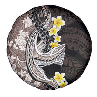 Brown and Black Hawaii Shark Tattoo Spare Tire Cover Puakenikeni Lei Plumeria Polynesian Pattern LT14 - Polynesian Pride