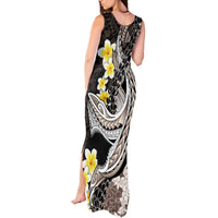 Brown and Black Hawaii Shark Tattoo Tank Maxi Dress Puakenikeni Lei Plumeria Polynesian Pattern LT14 - Polynesian Pride