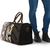 Brown and Black Hawaii Shark Tattoo Travel Bag Puakenikeni Lei Plumeria Polynesian Pattern - Polynesian Pride