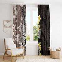 Brown and Black Hawaii Shark Tattoo Window Curtain Puakenikeni Lei Plumeria Polynesian Pattern - Polynesian Pride