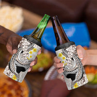 Brown and White Hawaii Shark Tattoo 4 in 1 Can Cooler Tumbler Puakenikeni Lei Plumeria Polynesian Pattern LT14 - Polynesian Pride