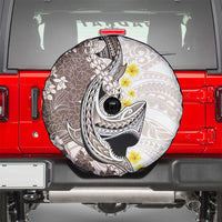 Brown and White Hawaii Shark Tattoo Spare Tire Cover Puakenikeni Lei Plumeria Polynesian Pattern LT14 - Polynesian Pride