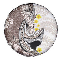 Brown and White Hawaii Shark Tattoo Spare Tire Cover Puakenikeni Lei Plumeria Polynesian Pattern LT14 - Polynesian Pride