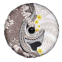 Brown and White Hawaii Shark Tattoo Spare Tire Cover Puakenikeni Lei Plumeria Polynesian Pattern LT14 - Polynesian Pride