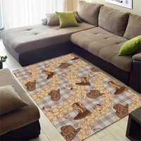 Khaki Palaka Hawaii Cowboy Area Rug Puakenikeni Lei Paniolo Papale Seamless Vibes LT14 - Polynesian Pride