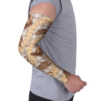 Khaki Palaka Hawaii Cowboy Arm Sleeves Puakenikeni Lei Paniolo Papale Seamless Vibes LT14 - Polynesian Pride
