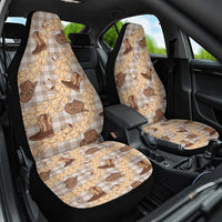 Khaki Palaka Hawaii Cowboy Car Seat Cover Puakenikeni Lei Paniolo Papale Seamless Vibes LT14 One Size Khaki - Polynesian Pride