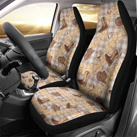 Khaki Palaka Hawaii Cowboy Car Seat Cover Puakenikeni Lei Paniolo Papale Seamless Vibes LT14 - Polynesian Pride