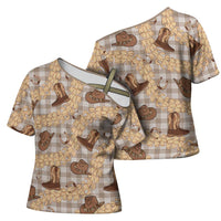 Khaki Palaka Hawaii Cowboy Cross Shoulder Shirt Puakenikeni Lei Paniolo Papale Seamless Vibes LT14 - Polynesian Pride