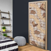 Khaki Palaka Hawaii Cowboy Door Cover Puakenikeni Lei Paniolo Papale Seamless Vibes LT14 - Polynesian Pride