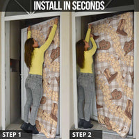 Khaki Palaka Hawaii Cowboy Door Cover Puakenikeni Lei Paniolo Papale Seamless Vibes LT14 - Polynesian Pride