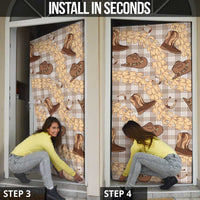 Khaki Palaka Hawaii Cowboy Door Cover Puakenikeni Lei Paniolo Papale Seamless Vibes LT14 - Polynesian Pride