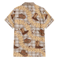 Khaki Palaka Hawaii Cowboy Family Matching Off Shoulder Maxi Dress and Hawaiian Shirt Puakenikeni Lei Paniolo Papale Seamless Vibes LT14 - Polynesian Pride