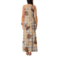 Khaki Palaka Hawaii Cowboy Family Matching Tank Maxi Dress and Hawaiian Shirt Puakenikeni Lei Paniolo Papale Seamless Vibes LT14 - Polynesian Pride
