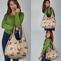 Khaki Palaka Hawaii Cowboy Grocery Bag Puakenikeni Lei Paniolo Papale Seamless Vibes LT14 - Polynesian Pride