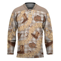 Khaki Palaka Hawaii Cowboy Hockey Jersey Puakenikeni Lei Paniolo Papale Seamless Vibes LT14 Unisex Khaki - Polynesian Pride