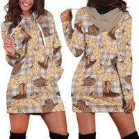 Khaki Palaka Hawaii Cowboy Hoodie Dress Puakenikeni Lei Paniolo Papale Seamless Vibes LT14 - Polynesian Pride