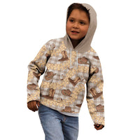 Khaki Palaka Hawaii Cowboy Kid Hoodie Puakenikeni Lei Paniolo Papale Seamless Vibes LT14 - Polynesian Pride