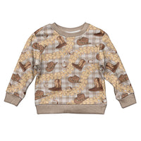 Khaki Palaka Hawaii Cowboy Kid Ugly Christmas Sweater Puakenikeni Lei Paniolo Papale Seamless Vibes LT14 Kid Khaki - Polynesian Pride