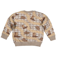 Khaki Palaka Hawaii Cowboy Kid Ugly Christmas Sweater Puakenikeni Lei Paniolo Papale Seamless Vibes LT14 - Polynesian Pride