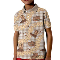 Khaki Palaka Hawaii Cowboy Kid Polo Shirt Puakenikeni Lei Paniolo Papale Seamless Vibes LT14 Kid Khaki - Polynesian Pride