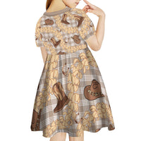 Khaki Palaka Hawaii Cowboy Kid Short Sleeve Dress Puakenikeni Lei Paniolo Papale Seamless Vibes LT14 - Polynesian Pride