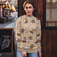 Khaki Palaka Hawaii Cowboy Ugly Christmas Sweater Puakenikeni Lei Paniolo Papale Seamless Vibes LT14 - Polynesian Pride