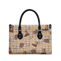 Khaki Palaka Hawaii Cowboy Leather Bag Puakenikeni Lei Paniolo Papale Seamless Vibes LT14 - Polynesian Pride