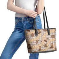 Khaki Palaka Hawaii Cowboy Leather Tote Bag Puakenikeni Lei Paniolo Papale Seamless Vibes LT14 - Polynesian Pride